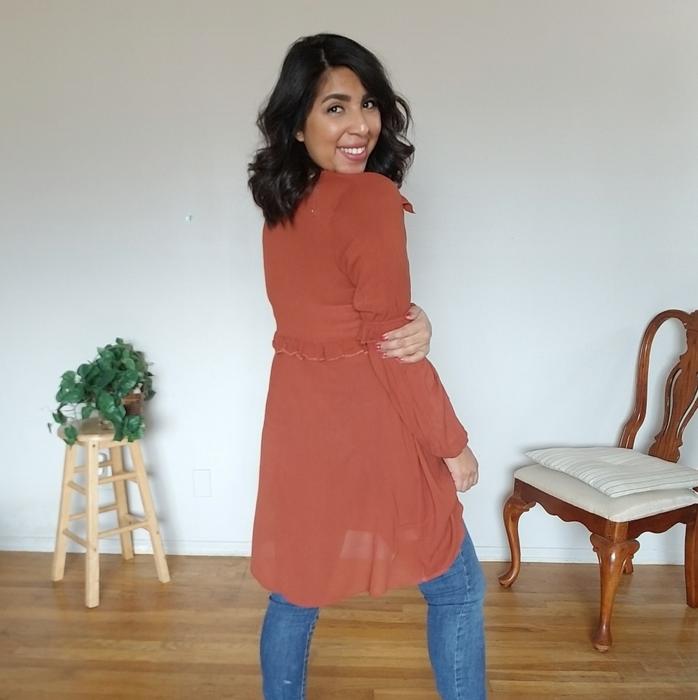 ✨️LAST ONE ✨️WALK THE WALK RUST ORANGE TUNIC DRESS - Picture 3 of 6
